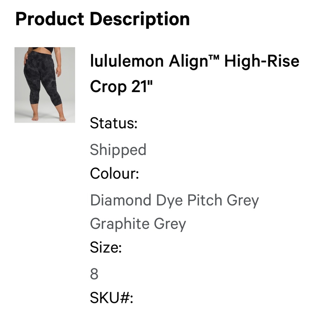 Lululemon Align High-Rise Crop Leggings Size 8
